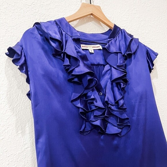 Amanda Uprichard 100% Silk Tunic Top With Ruffles XS - Picture 4 of 9